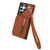 Samsung Galaxy S24 Ultra 5G YM006 Skin Feel Zipper Card Bag Phone Case with Dual Lanyard - Brown