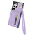 Samsung Galaxy S24 Ultra 5G YM006 Skin Feel Zipper Card Bag Phone Case with Dual Lanyard - Light Purple
