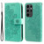 Samsung Galaxy S24 Ultra 7-petal Flowers Embossing Leather Phone Case - Green