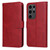Samsung Galaxy S24 Ultra Classic Calf Texture Flip Leather Phone Case - Red