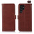 Samsung Galaxy S24 Ultra Crazy Horse Top Layer Cowhide Leather Phone Case - Brown