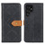 Samsung Galaxy S24 Ultra European Floral Embossed Leather Phone Case - Black