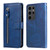 Samsung Galaxy S24 Ultra Fashion Calf Texture Zipper Leather Phone Case - Blue