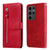 Samsung Galaxy S24 Ultra Fashion Calf Texture Zipper Leather Phone Case - Red