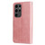 Samsung Galaxy S24 Ultra Fashion Calf Texture Zipper Leather Phone Case - Rose Gold