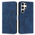 Samsung Galaxy S24 Ultra Skin Feel Heart Embossed Leather Phone Case with Long Lanyard - Blue