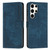 Samsung Galaxy S24 Ultra Skin Feel Stripe Pattern Leather Phone Case with Long Lanyard - Blue
