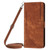 Samsung Galaxy S24 Ultra Skin Feel Stripe Pattern Leather Phone Case with Long Lanyard - Brown