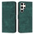 Samsung Galaxy S24 Ultra Skin Feel Stripe Pattern Leather Phone Case with Long Lanyard - Green