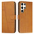 Samsung Galaxy S24 Ultra Stitching Calf Texture Buckle Leather Phone Case - Yellow