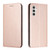 Samsung Galaxy S24+ 5G Carbon Fiber Texture Flip Holder Leather Phone Case - Rose Gold