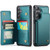 Samsung Galaxy S24+ 5G CaseMe C22 PC+TPU Business Style RFID Anti-theft Leather Phone Case - Blue Green