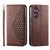 Samsung Galaxy S24+ 5G Cubic Grid Calf Texture Magnetic Leather Phone Case - Brown
