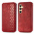 Samsung Galaxy S24+ 5G Cubic Grid Pressed Magnetic Leather Phone Case - Red