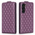 Samsung Galaxy S24+ 5G Diamond Lattice Vertical Flip Leather Phone Case - Dark Purple