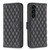 Samsung Galaxy S24+ 5G Diamond Lattice Wallet Flip Leather Phone Case - Black
