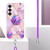 Samsung Galaxy S24+ 5G Electroplating IMD Splicing Dual-side Marble TPU Phone Case with Lanyard - Light Purple