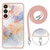 Samsung Galaxy S24+ 5G Electroplating Pattern IMD TPU Shockproof Case with Neck Lanyard - Milky Way White Marble