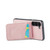 Samsung Galaxy S24+ 5G Fierre Shann Crazy Horse Card Holder Back Cover PU Phone Case - Pink