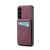 Samsung Galaxy S24+ 5G Fierre Shann Crazy Horse Card Holder Back Cover PU Phone Case - Wine Red