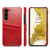 Samsung Galaxy S24+ 5G Fierre Shann Oil Wax Texture Leather Phone Case with Card Slots - Red