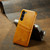 Samsung Galaxy S24+ 5G Fierre Shann Oil Wax Texture Leather Phone Case with Card Slots - Yellow