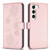 Samsung Galaxy S24+ 5G Four-leaf Embossed Leather Phone Case - Pink