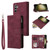 Samsung Galaxy S24+ 5G Multifunctional Frosted Zipper Wallet Leather Phone Case - Wine Red