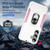 Samsung Galaxy S24+ 5G Pioneer Armor Heavy Duty PC + TPU Phone Case with Holder - White+Pink