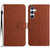 Samsung Galaxy S24+ 5G Rhombic Grid Texture Leather Phone Case - Brown