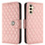 Samsung Galaxy S24+ 5G Rhombic Texture Flip Leather Phone Case with Lanyard - Coral Pink