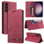 Samsung Galaxy S24+ 5G Skin Feel Anti-theft Brush Horizontal Flip Leather Case with Holder - Wine Red