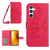 Samsung Galaxy S24+ 5G Skin Feel Sun Flower Embossed Flip Leather Phone Case with Lanyard - Rose Red