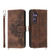 Samsung Galaxy S24+ 5G Skin-feel Flowers Embossed Wallet Leather Phone Case - Brown