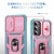 Samsung Galaxy S24+ 5G Sliding Camshield TPU + PC Phone Case with Holder - Pink+Green Samsung Galaxy S24+ 5G Sliding Camshield TPU + PC Phone Case with Holder - Pink+Green