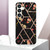 Samsung Galaxy S24+ 5G Splicing Marble Flower IMD TPU Phone Case - Black Flower