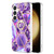 Samsung Galaxy S24+ 5G Splicing Marble Flower IMD TPU Phone Case Ring Holder - Dark Purple