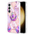 Samsung Galaxy S24+ 5G Splicing Marble Flower IMD TPU Phone Case Ring Holder - Light Purple