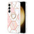 Samsung Galaxy S24+ 5G Splicing Marble Flower IMD TPU Phone Case Ring Holder - Pink White