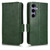 Samsung Galaxy S24+ 5G Symmetrical Triangle Leather Phone Case - Green