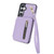 Samsung Galaxy S24+ 5G YM006 Skin Feel Zipper Card Bag Phone Case with Dual Lanyard - Light Purple
