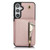 Samsung Galaxy S24+ 5G YM006 Skin Feel Zipper Card Bag Phone Case with Dual Lanyard - Rose Gold