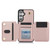 Samsung Galaxy S24+ 5G YM006 Skin Feel Zipper Card Bag Phone Case with Dual Lanyard - Rose Gold