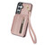 Samsung Galaxy S24+ 5G YM006 Skin Feel Zipper Card Bag Phone Case with Dual Lanyard - Rose Gold