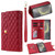 Samsung Galaxy S24+ 5G Zipper Multi-Card Wallet Rhombic Leather Phone Case - Red