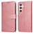 Samsung Galaxy S24+ Classic Calf Texture Flip Leather Phone Case - Rose Gold