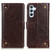 Samsung Galaxy S24+ Copper Buckle Nappa Texture Leather Phone Case - Coffee