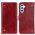 Samsung Galaxy S24+ Copper Buckle Nappa Texture Leather Phone Case - Wine Red