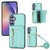 Samsung Galaxy S24+ DF-09 Crossbody Litchi texture Card Bag Design PU Phone Case - Cyan