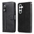 Samsung Galaxy S24+ Fashion Calf Texture Zipper Leather Phone Case - Black